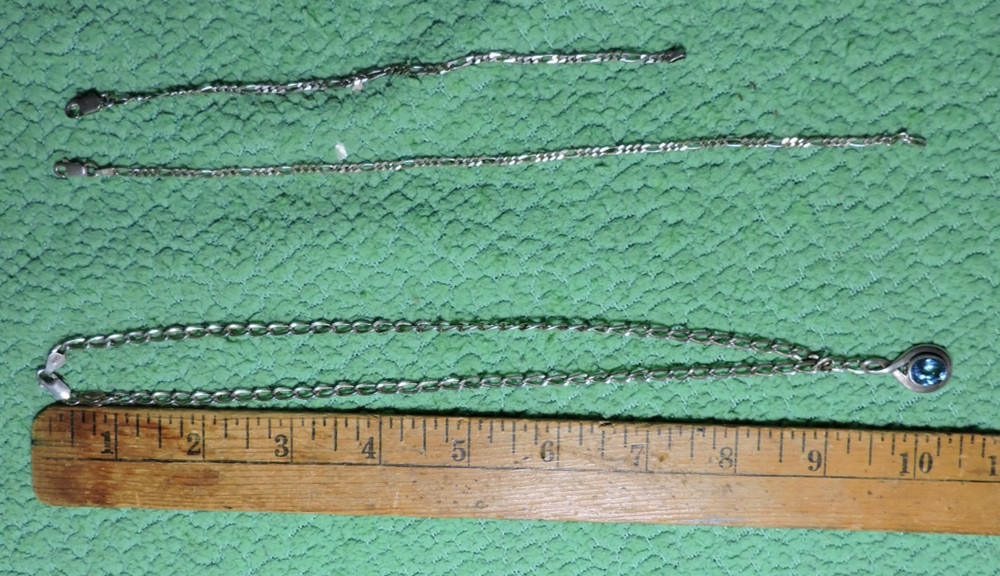 3) SILVER .925 - NECKLACE - ANKLETTE - BRACLETTE - 20 grams total