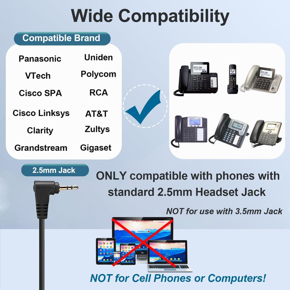 2.5mm Phone Headset with Microphone Noise Cancelling & Volume Controls, Office T