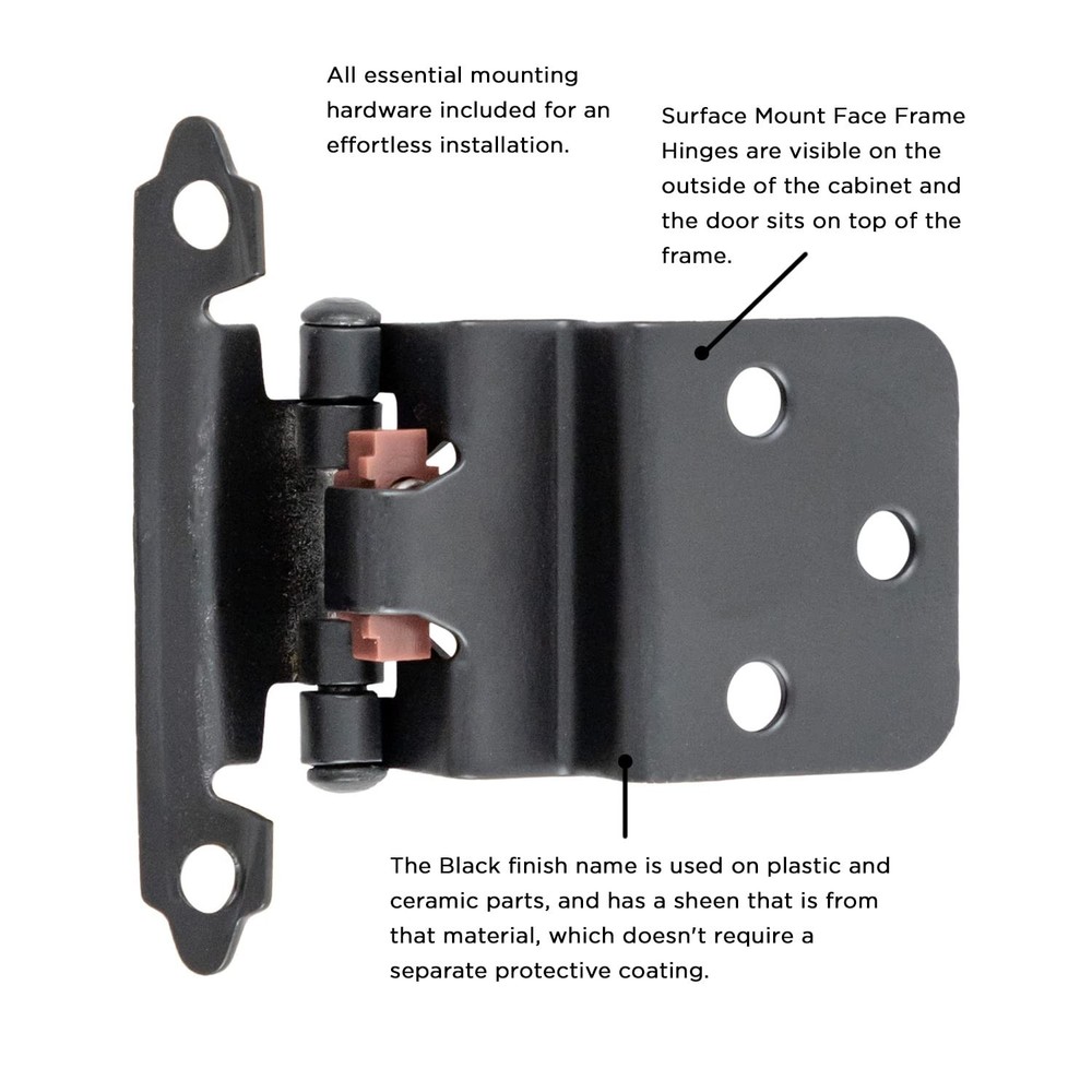 Hickory Hardware P143-BL Variable Overlay 3/8 Inch Inset - Surface Face Frame...