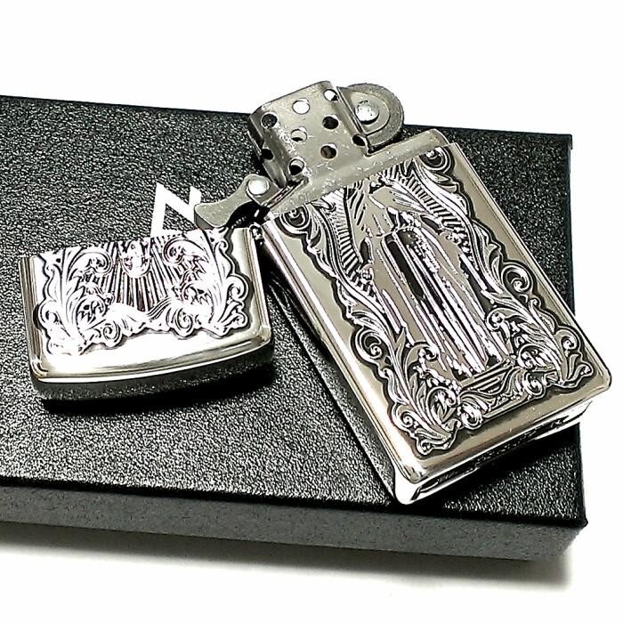 Zippo Oil Lighter Deep Etching Arabesque Maria Slim Silver-Plated