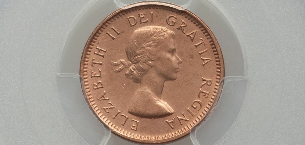 ERROR. 1955 Canada 1 Cent No Strap (NSF) PCGS Genuine Cleaned-UNC Detail