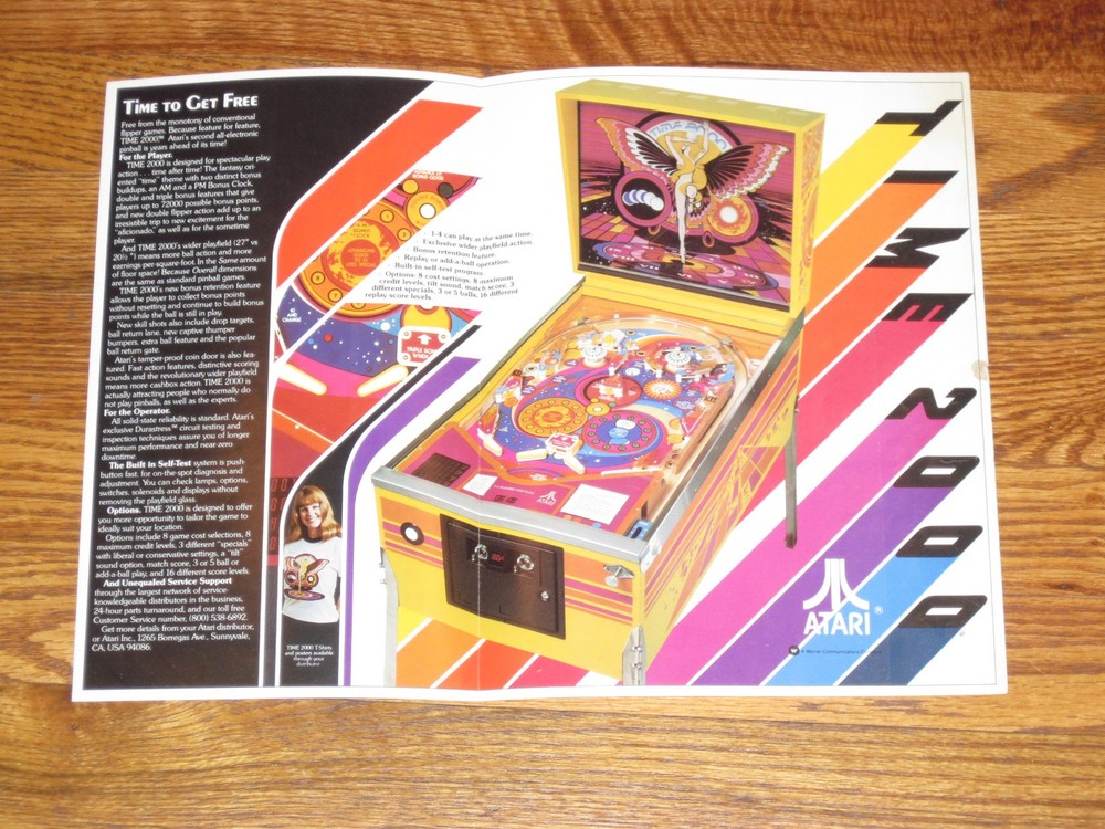Time 2000 Atari Pinball Flyer / Brochure / Ad / Hard to Find