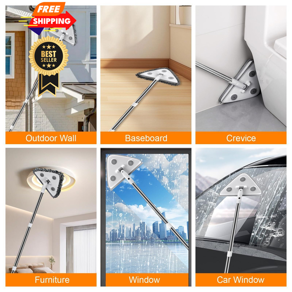 MUEE Professional Window Squeegee, 3 in 1 Squeegee Extension Pole, White