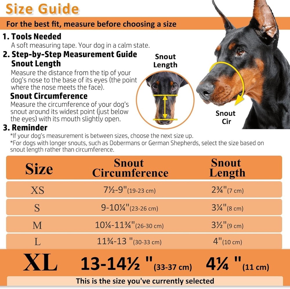 Secure XL Dog Muzzle for Reactive Dogs, Brown