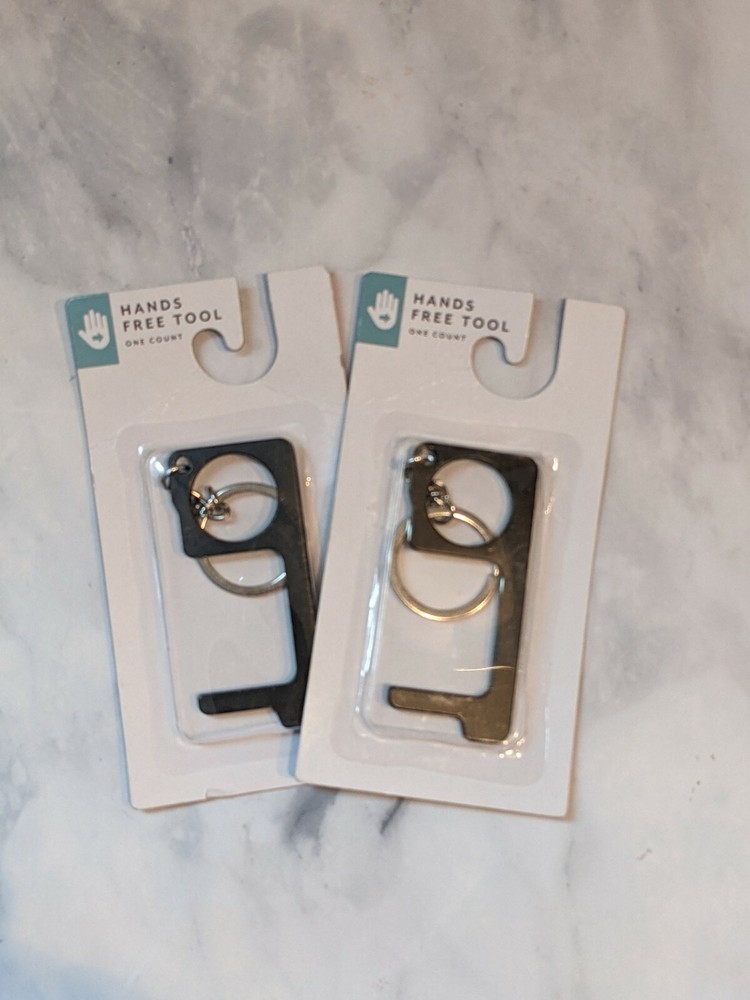 2 Pack HANDS FREE TOOL Safe No Touch Keys Chain, Stop Germs NEW