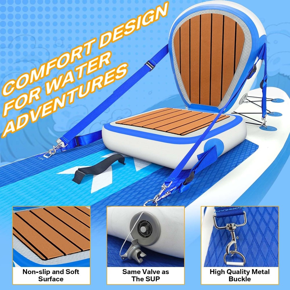 ZAFIED Inflatable Kayak Seat with Back Support, Universal Sturdy Paddle...