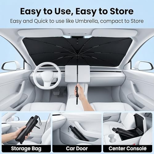 Upgraded Car Windshield Sun Shade Umbrella, Car Shade Front Windshield Sun Grey