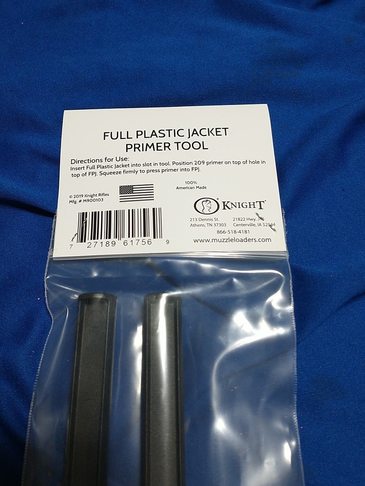 KNIGHT FULL PLASTIC JACKET PRIMER TOOL BLACK POWDER MUZZLELOADER NIP #M900103