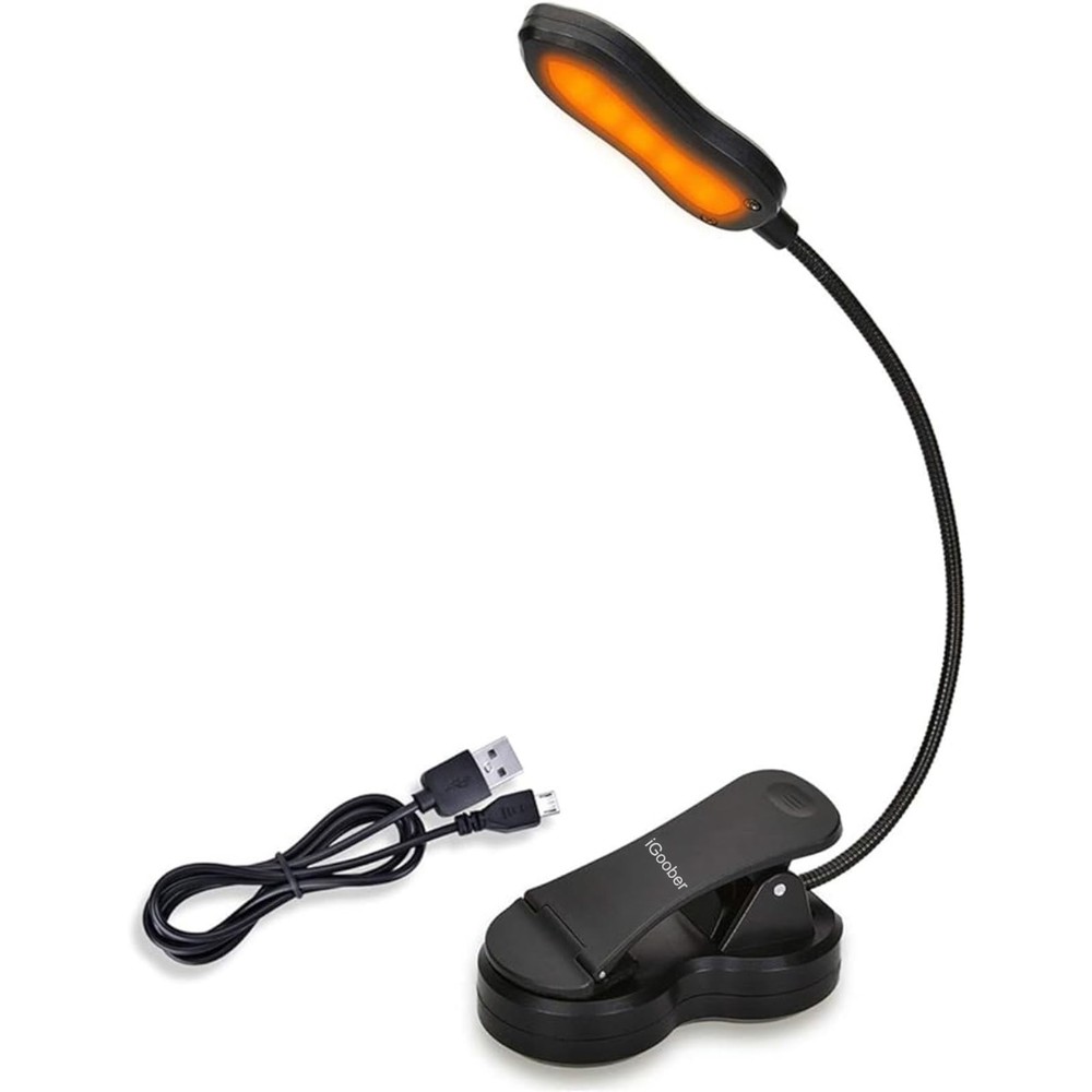 Amber Book Light, Rechargeable Blue Light Blocking Reading Light, Clip on Boo...