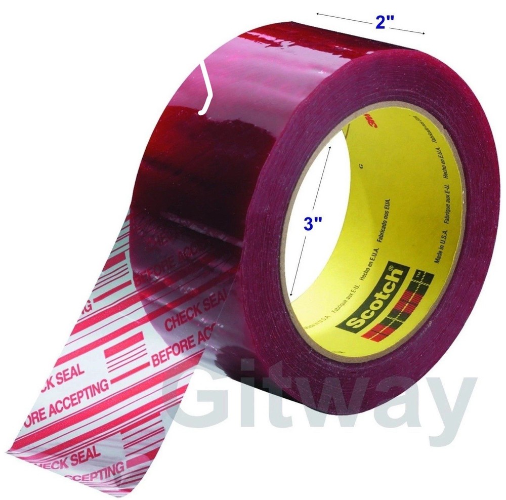 1 Roll 3M Pre-Printed Tamper Evident Security Packaging Box Tape 2"x 110 Yards