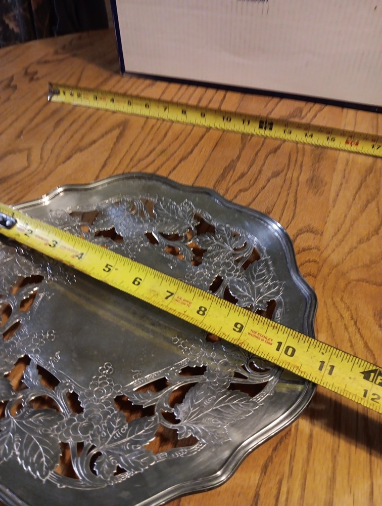 Silverplate Serving Tray. Sheffield 6x43. Grapevines 11in Diameter