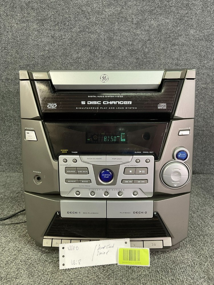 GE 5-Disc Changer 🎶 Dual Cassette Deck Digital Audio System Compact 11-2120