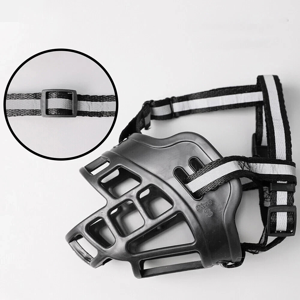 Reflect Muzzle Adjustable Dog Mouth Cover Black Size 4/6（Note size at checkout）