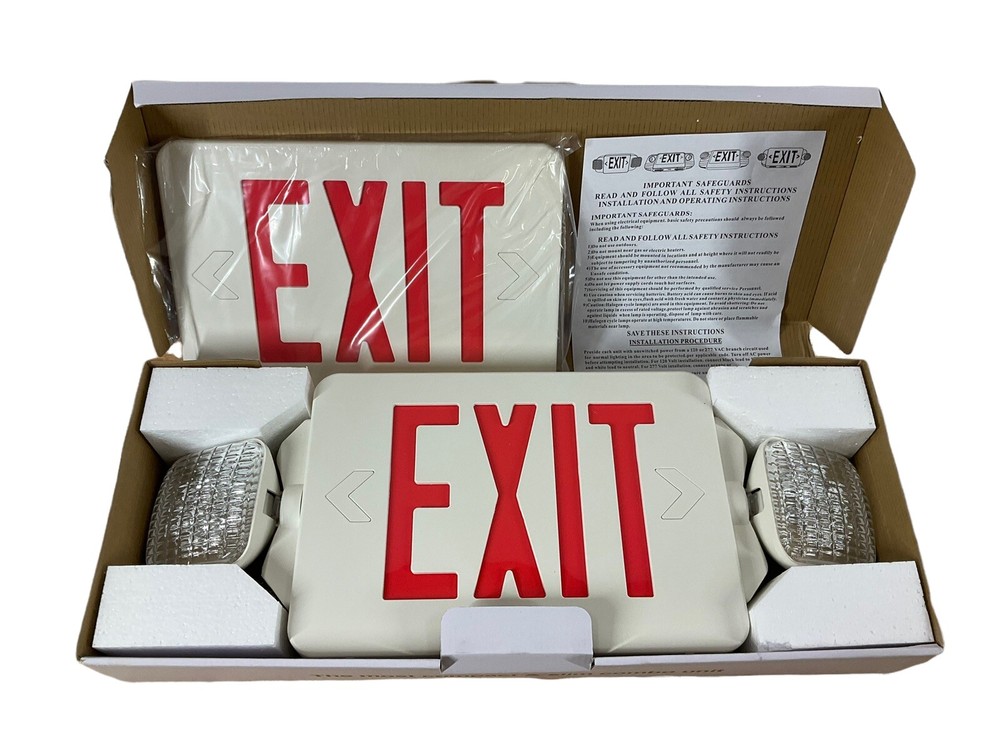 4 Pack Red Intertek ETL Listed® LED Exit Sign Emergency Fire Light Combo New