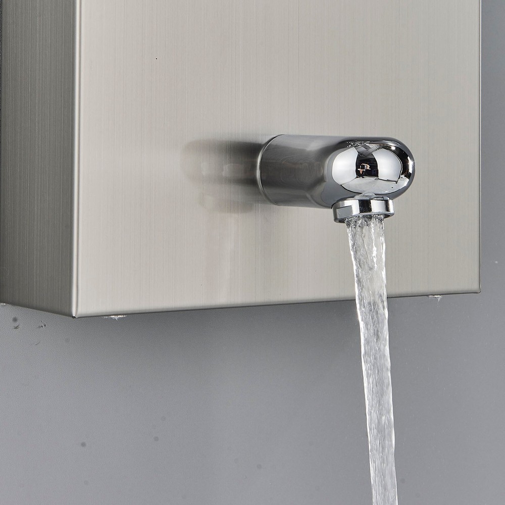 Rain&Waterfall LED Light Shower Panel Tower System Massage Jet Brushed Nickel