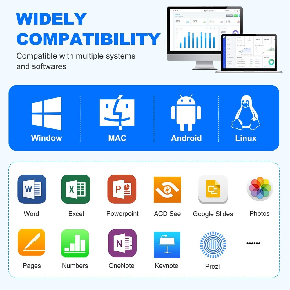 USB Type C Wireless Presenter Remote Presentation Clicker,Volume Control Powe...