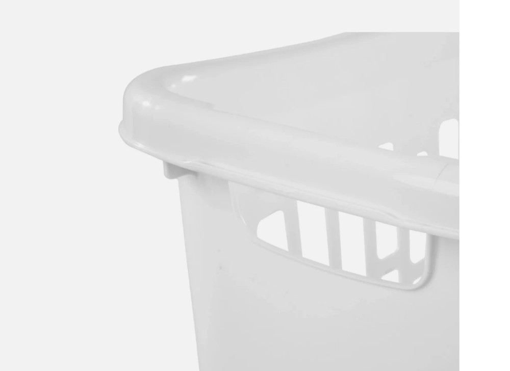 Mainstays Rectangular Open Plastic Hamper, for Narrow Spaces, White, Adult