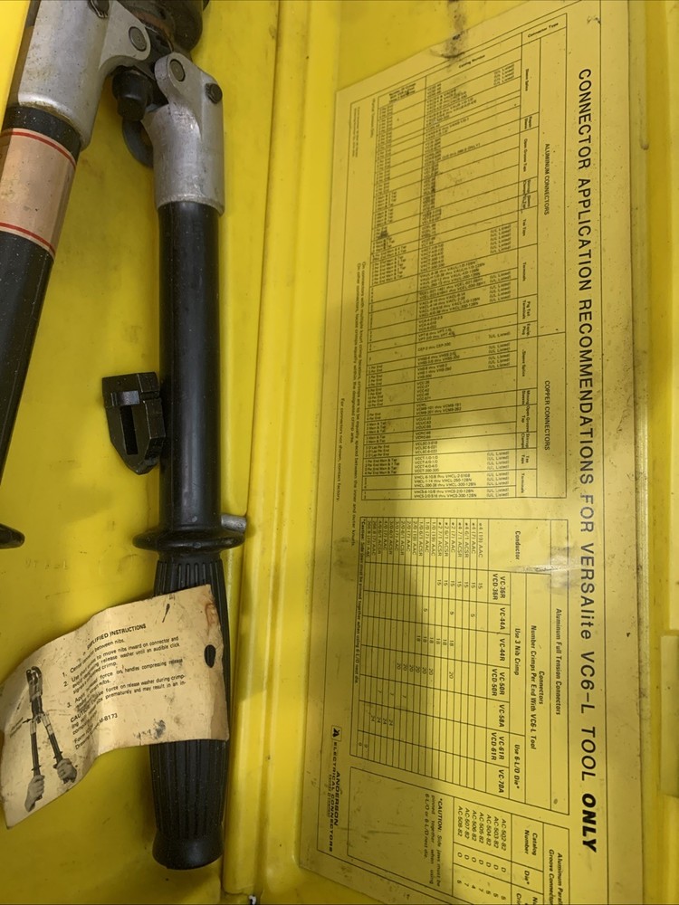 Square D VC6-L Hydraulic Compression Tool, Lug Crimping Tool