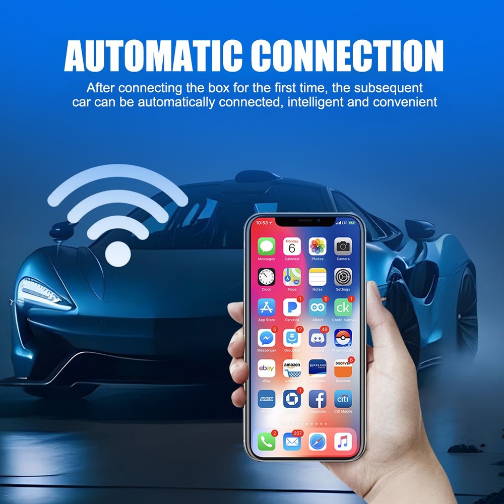 Wireless CarPlay Adapter for Apple iPhone & Android Auto USB Adapter Plug & Play