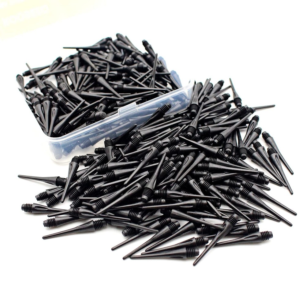 ROOBEEO 2BA Thread Plastic Tip Dart Points 300 Pack Soft Tips Black