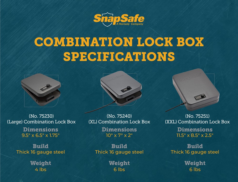 SnapSafe Combination Lock Box - X-Large (10” x 7” x 2”)