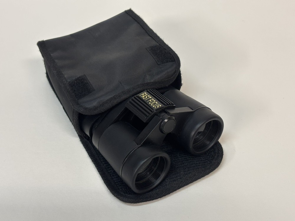 FAST FOCUS Binoculars Powerview 4x30 Coated with Case Compact Black
