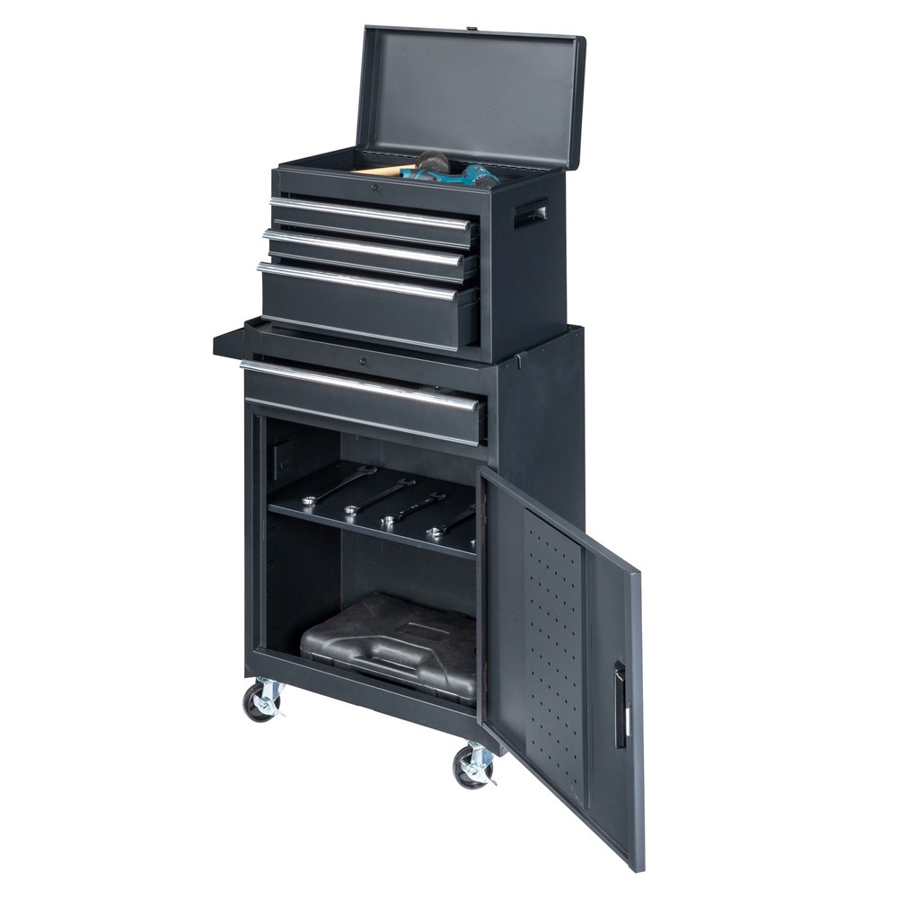 4-Drawer Rolling Tool Cabinet with Bottom Storage & Handle for Garage Workshop