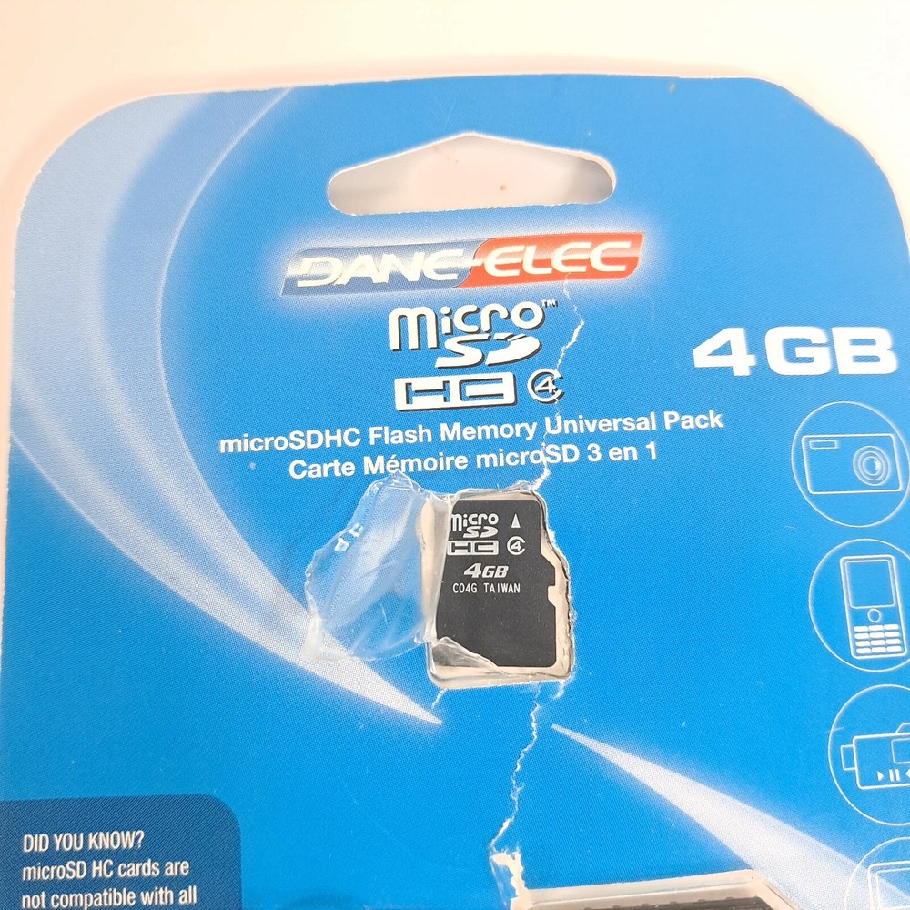 Dane Elec SanDisk adapter MicroSDHC Flash memory 4 GB San Disk Vintage