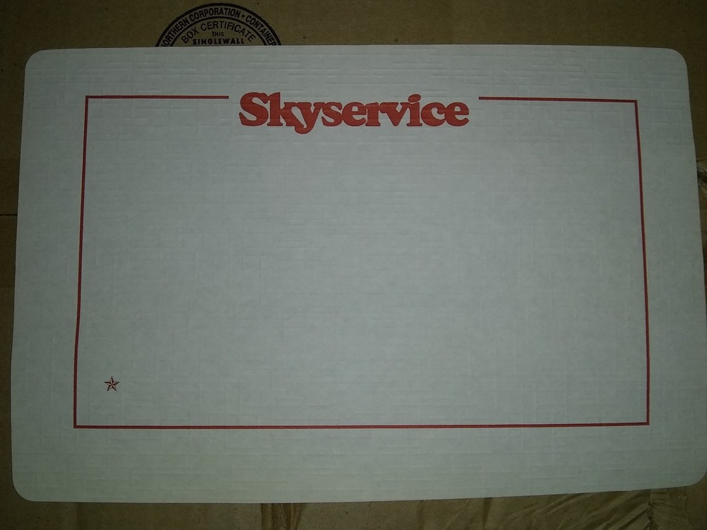 Skyservice airline placemat