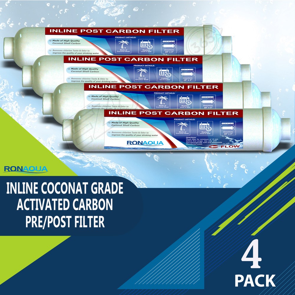 Inline Coconut Grade Activated Carbon Pre/Post Filter Set of 4