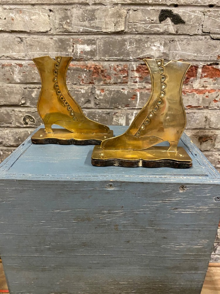 Vintage Brass Boot Bookends