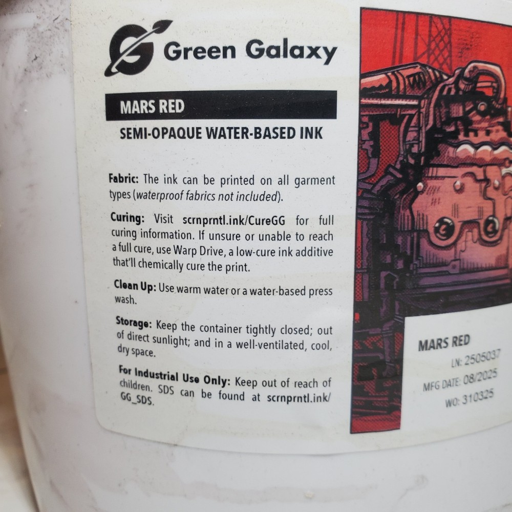 Green Galaxy Semi Opaque Water Based Screen Printing Inks Mars Red