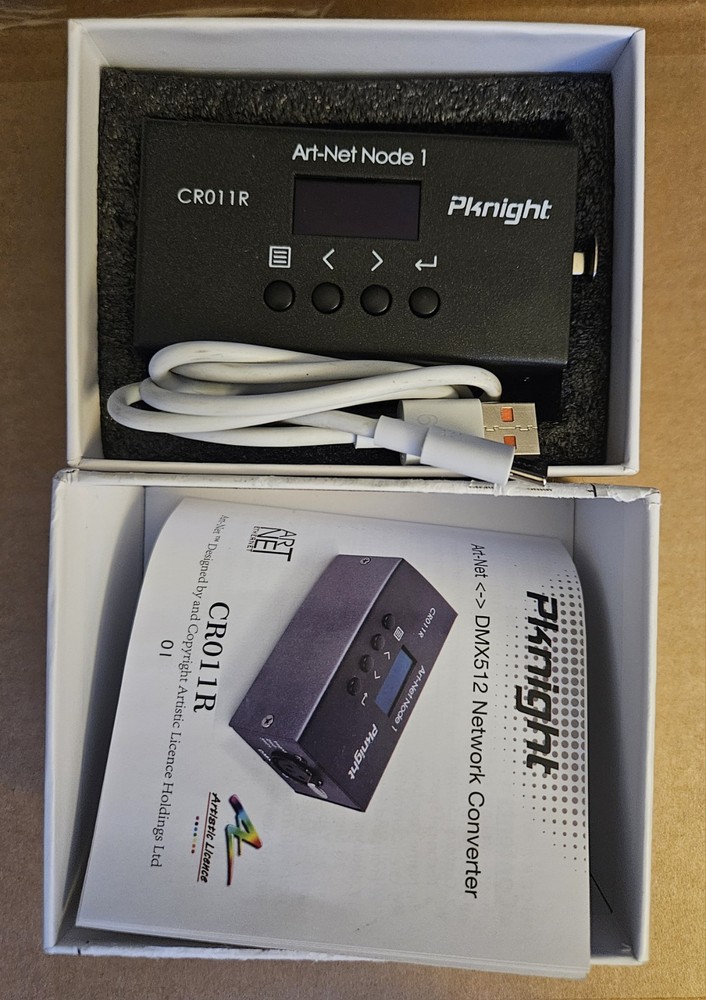 Pknight ArtNet DMX Ethernet Lighting Controller Interface, CR011R. Pre-owned