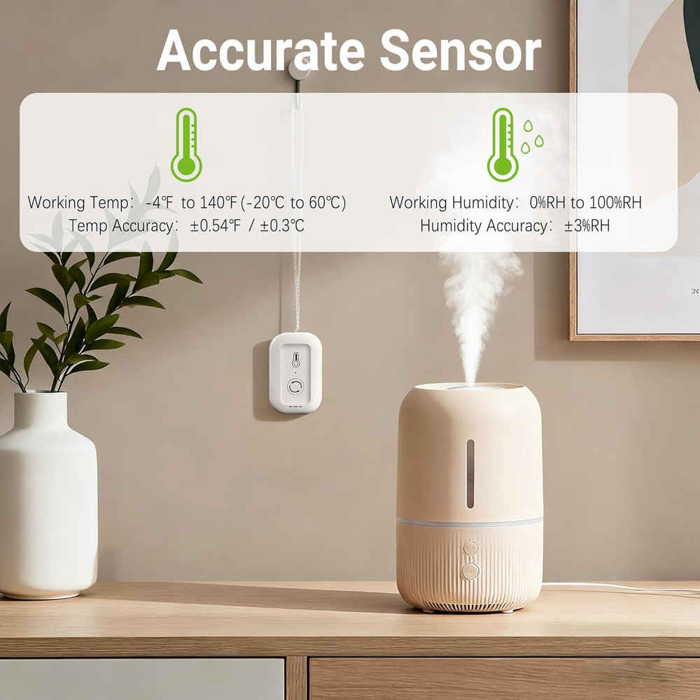 Wifi Thermometer Hygrometer, Smart Humidity Temperature Sensor with App Notifica
