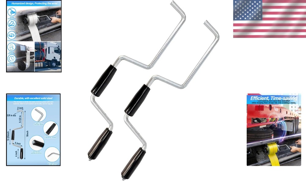 Heavy Duty Winch Strap Winder 2-Pack for Flatbed Trailers - Effortless Operation