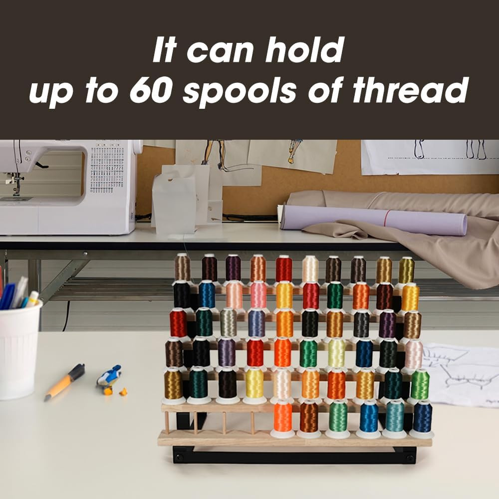 60 Spools Thread Rack Holder Organizer, Freestanding & Wall Mounted Embroidery,