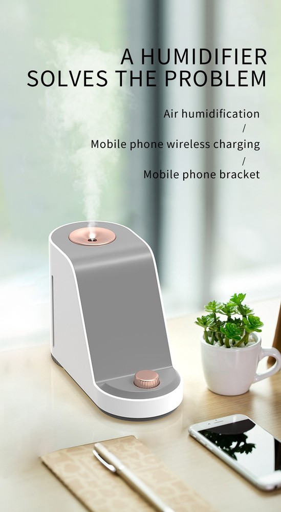 Adjustable Spray Size Wireless Charging Humidifier Over Voltage Protection
