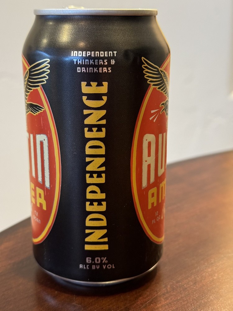 Austin Amber - Empty Beer Can Top Opened - Independence Brewing, Austin, Texas
