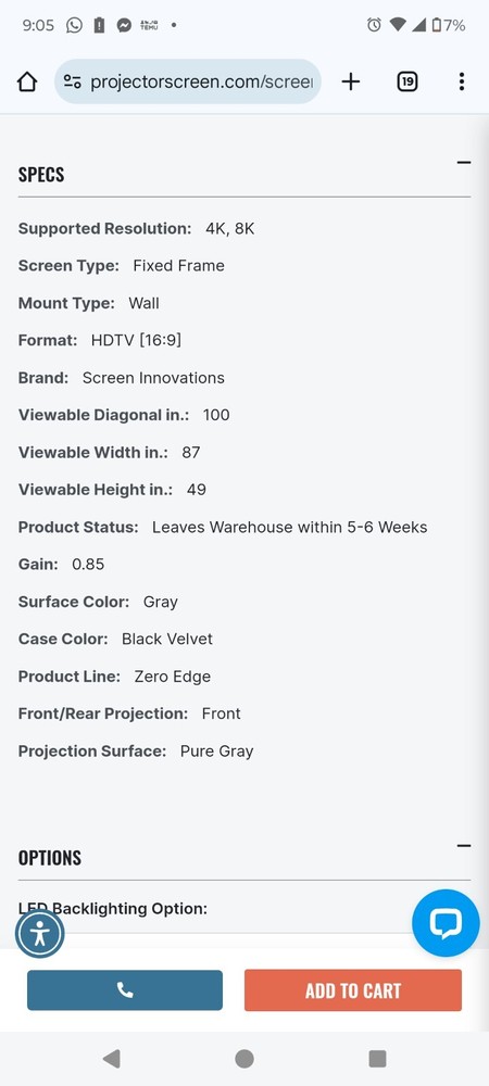 100 inch Zero Edge projector screen With Backlit LED