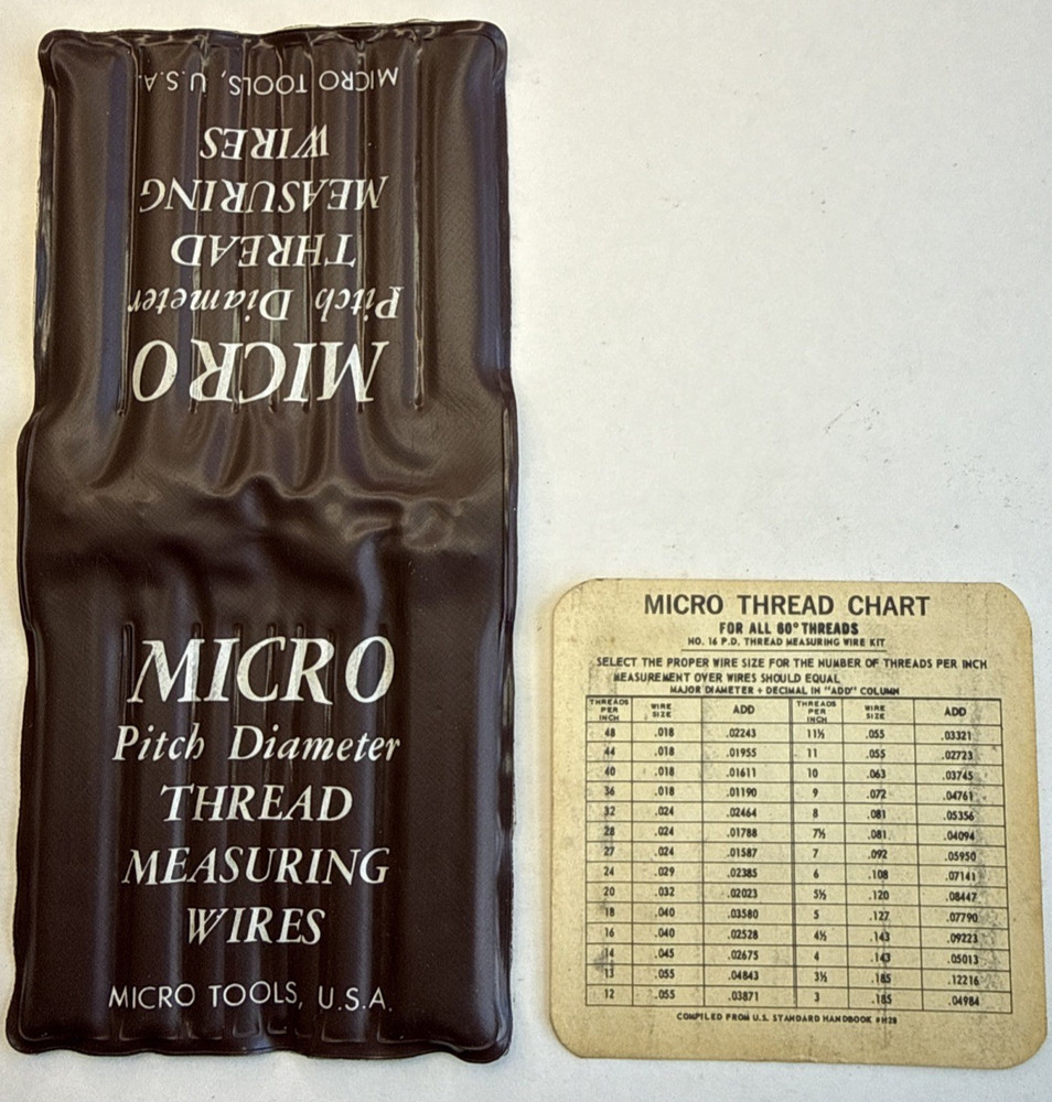 Micro Pitch Diameter Thread Measuring Wires USED