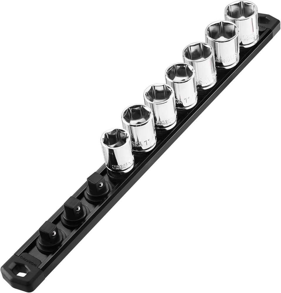 3/8-Inch Drive Magnetic Socket Organizer - Rotatable Clips for Efficient Storage