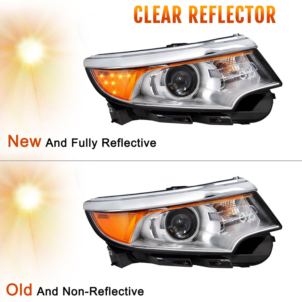 For 2011-2014 Ford Edge OEM Halogen Chrome Passenger Headlight Assembly