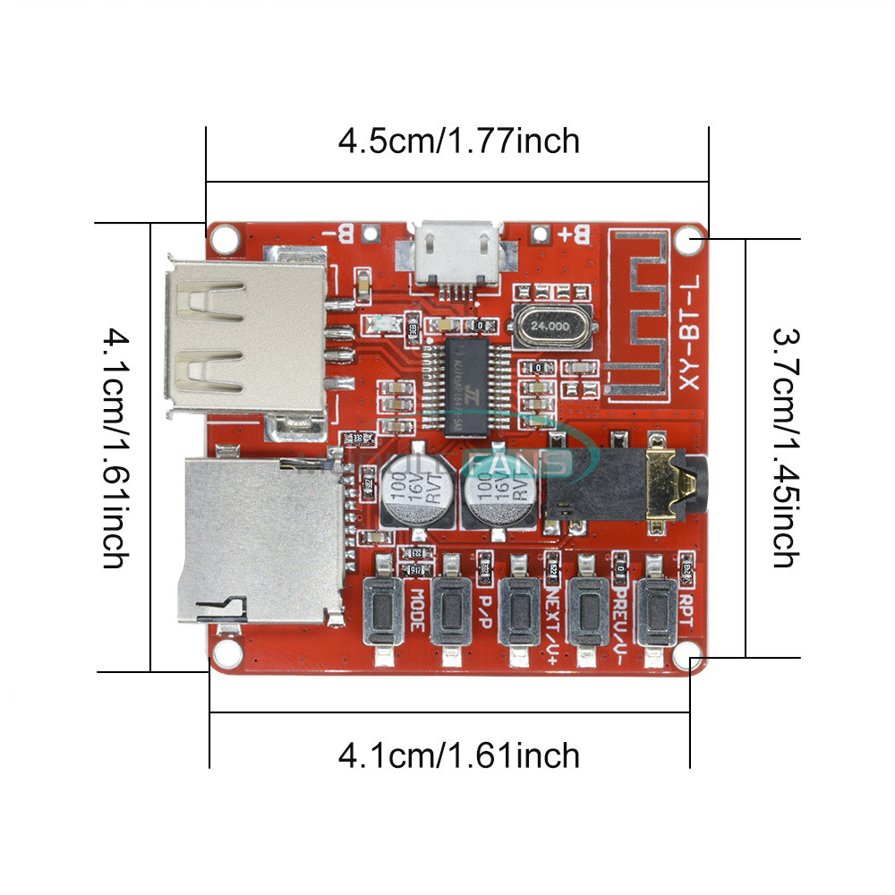 Micro USB 3.7-5V Audio Decoder Bluetooth 4.1 MP3 Player Board TF SD Card Module