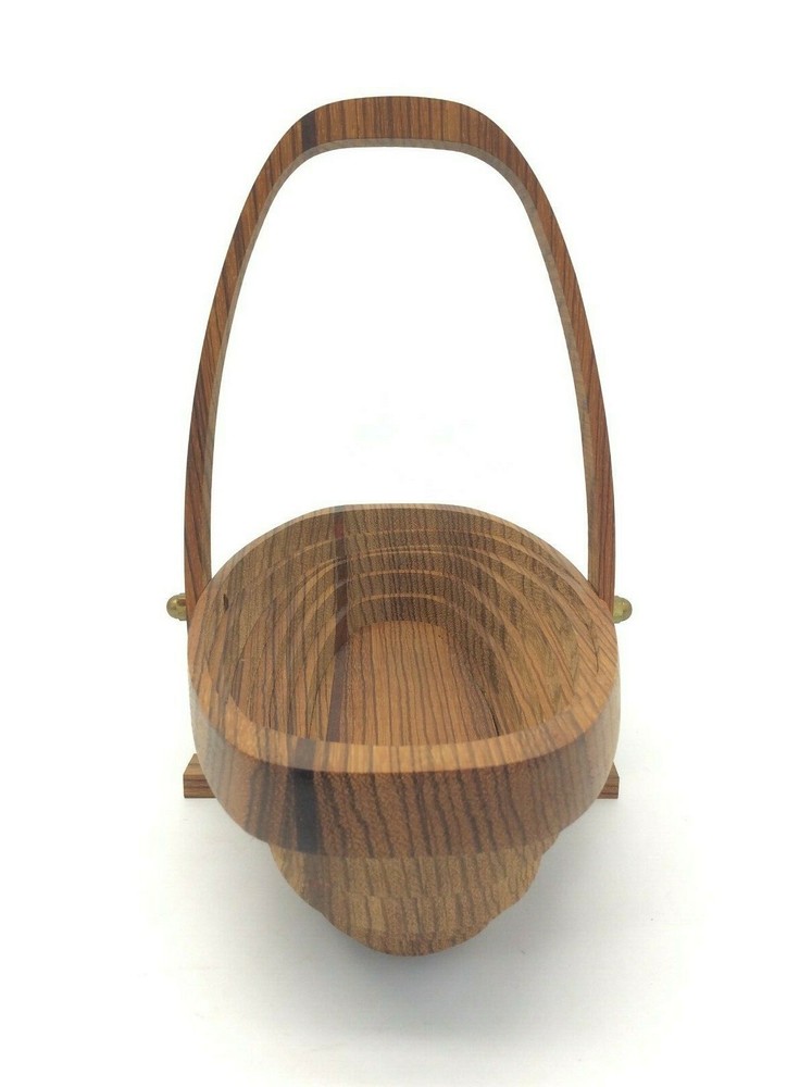Folding Collapsible Signed Deep Spring Brass Bolt Decorative Basket Used