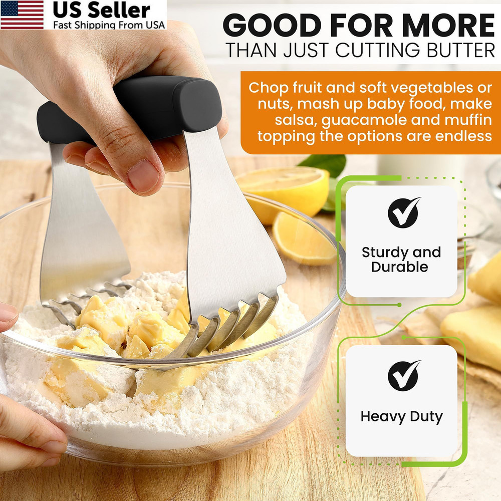 Spring Chef Dough Blender For Baking, Heavy Duty Cutter Tool, XL, Black