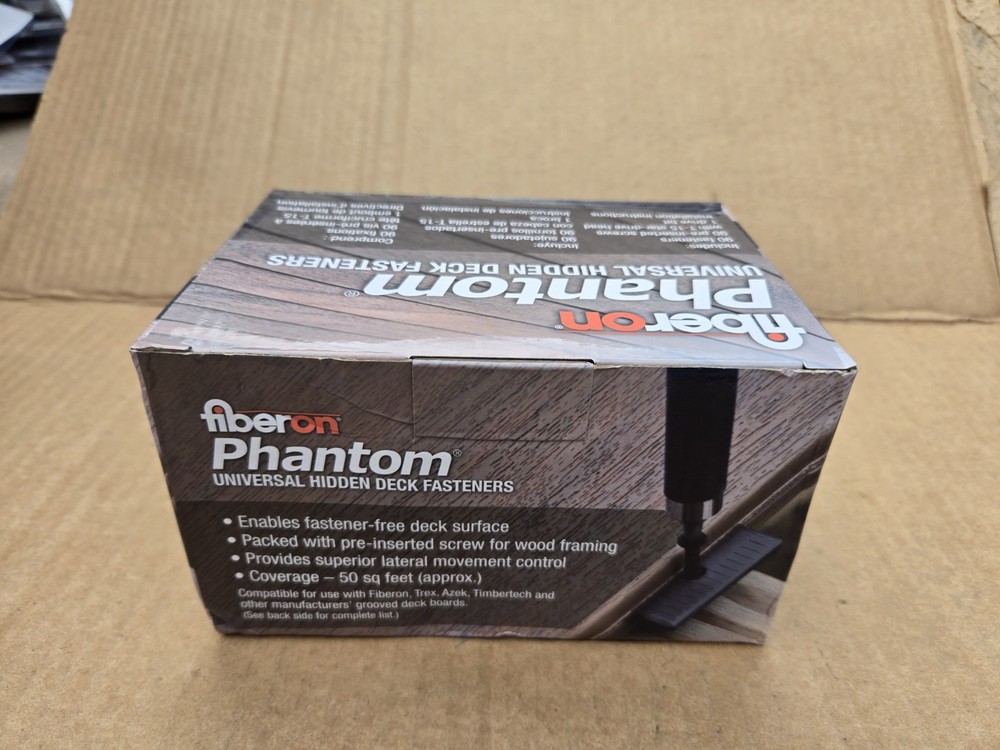 Fiberon Phantom Universal Hidden Deck Fasteners with Pre-Inserted Screws, Black