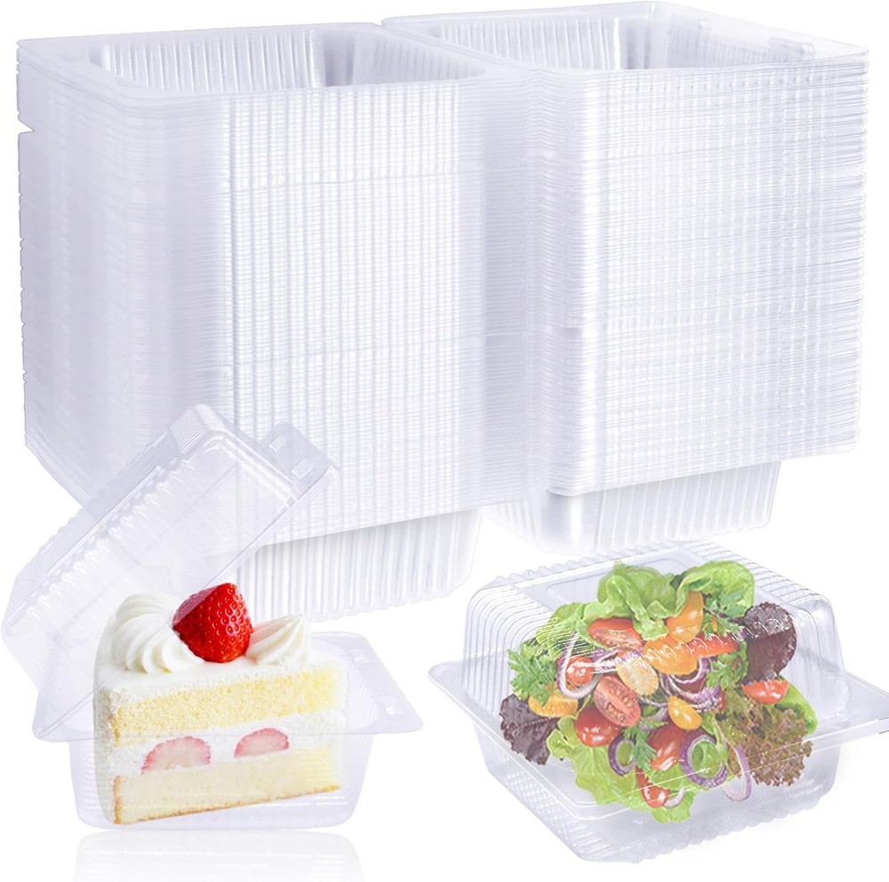 Clear Hind Plastic Containers with Lids, Square To Go Containers