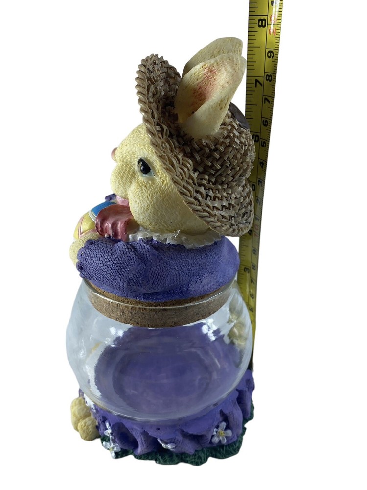 Easter Bunny Glass Jar W/ Easter Egg Approx 7 1/2” Tall