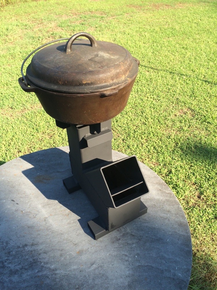 Gravity Feed Rocket Stove w/ caps by Outback Fabrications