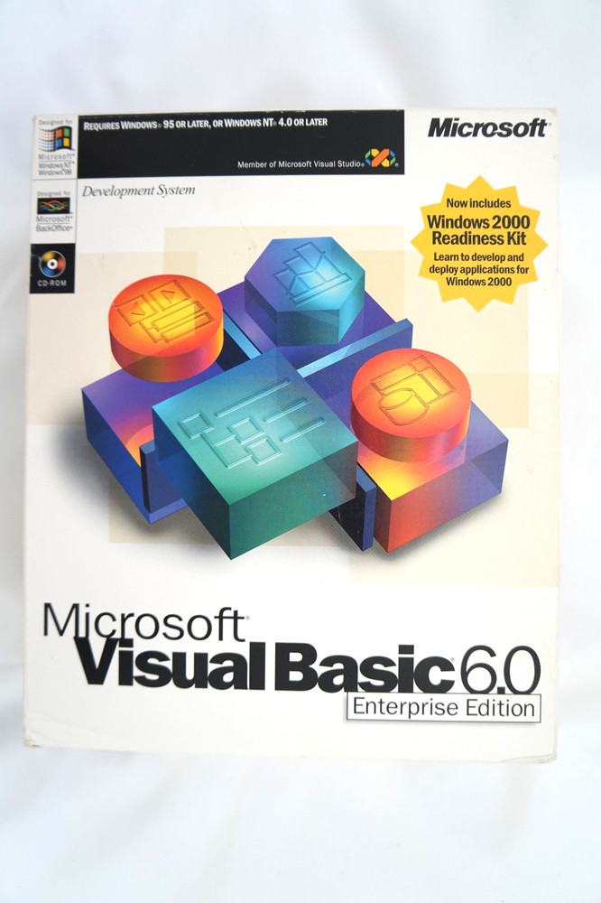 Microsoft Visual Basic Enterprise 6.0 6 BOX 4 Windows XP NT 7 10 11 Full Version